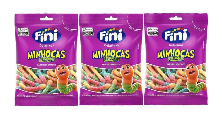 Kit 3x Bala Fini Minhocas Cítricas 90g - Cimed - Sistema Imagem de Kit 3x Bala Fini Minhocas Cítricas 90g - Cimed