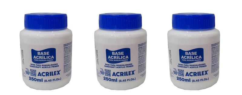 Imagem de Kit 3x Base Acrílica Fosco Branco Espessa 250 mL Acrilex