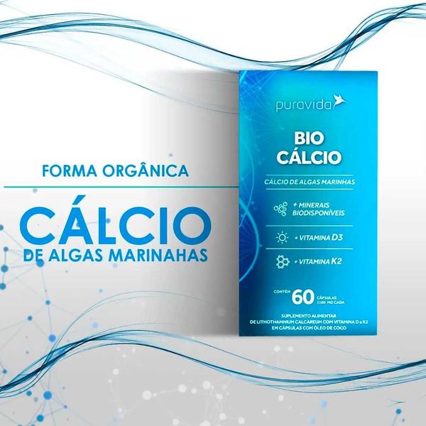 Imagem de Kit 3x Bio Cálcio Com Vit D3 + K2 - (60 Capsulas) - Pura Vida