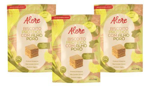 Imagem de Kit 3x: Biscoito Proteico Com Alho Poró Sem Glúten Alere 55g