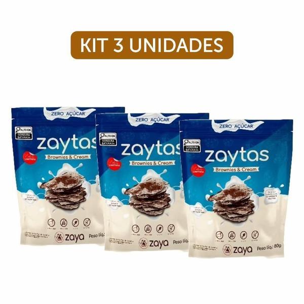 Kit 3X: Biscoito Zaytas Brownies & Cream Sem Glúten Zaya 80G Imagem de Kit 3X: Biscoito Zaytas Brownies & Cream Sem Glúten Zaya 80G
