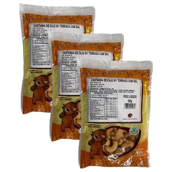 Kit 3X: Castanha De Caju W1 Torrada Sal Tainá Alimentos 200G Imagem de Kit 3X: Castanha De Caju W1 Torrada Sal Tainá Alimentos 200G
