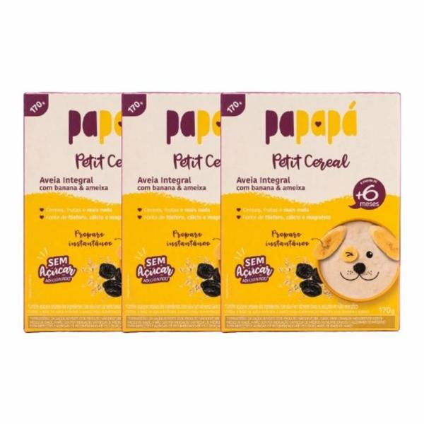 Kit 3X: Cereal Infantil Aveia, Banana e Ameixa Papapá 170g Imagem de Kit 3X: Cereal Infantil Aveia, Banana e Ameixa Papapá 170g
