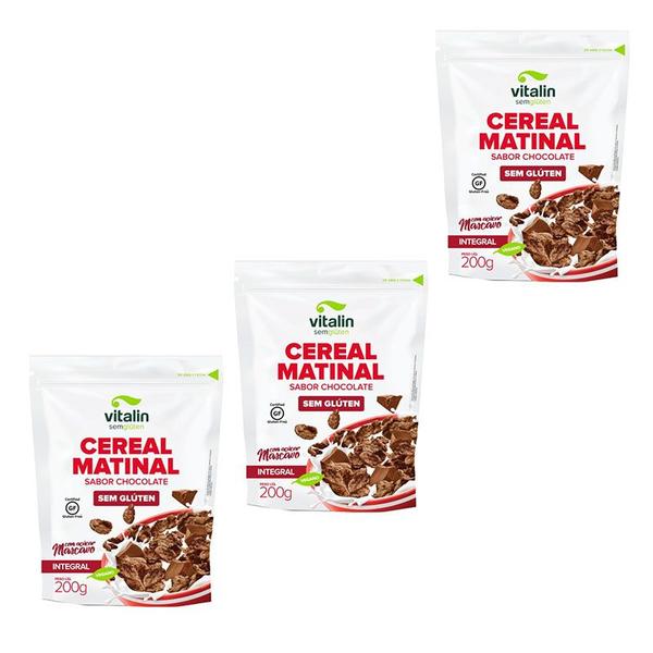 Kit 3X Cereal Matinal Integral 200G Sabor Chocolate - Vitalin Imagem de Kit 3X Cereal Matinal Integral 200G Sabor Chocolate