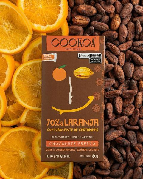 Kit 3X: Chocolate Intenso 70% Cacau Laranja E Crocante - Cookoa Imagem de Kit 3X: Chocolate Intenso 70% Cacau Laranja E Crocante