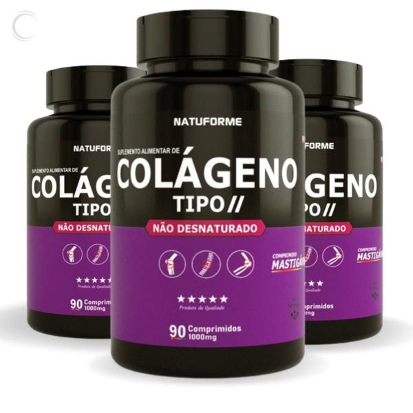 Kit 3x Colágeno Tipo 2 Natuforme Não Desnaturado Mastigável Sabor Morango 90 Comprimidos 1... Kit 3x Colágeno Tipo 2 Natuforme Não Desnaturado Mastigável Sabor Morango 90 Comprimidos 1...