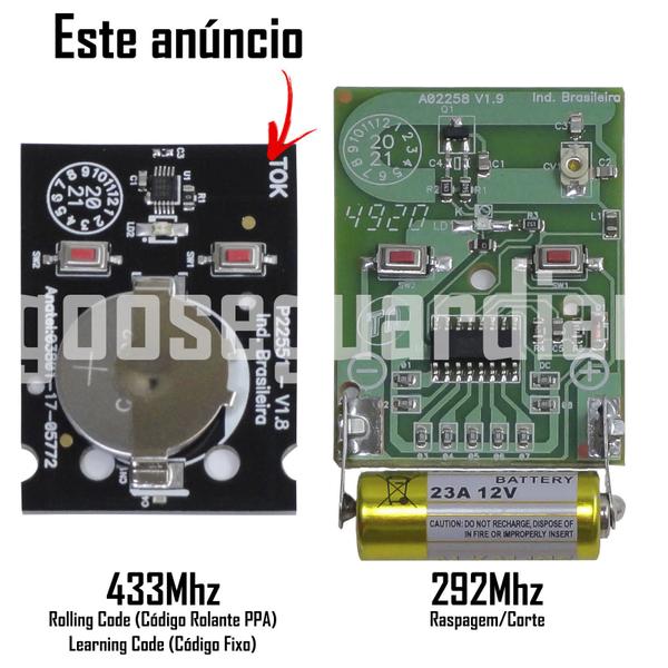 Imagem de Kit 3x Controle Remoto Tok 433,92mhz