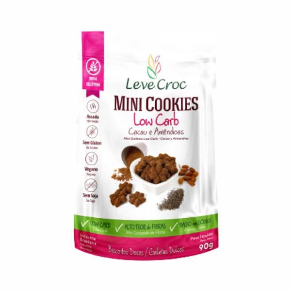 Kit 3X: Cookie Low Carb Cacau/Amêndoas Leve Crock 90g Imagem de Kit 3X: Cookie Low Carb Cacau/Amêndoas Leve Crock 90g