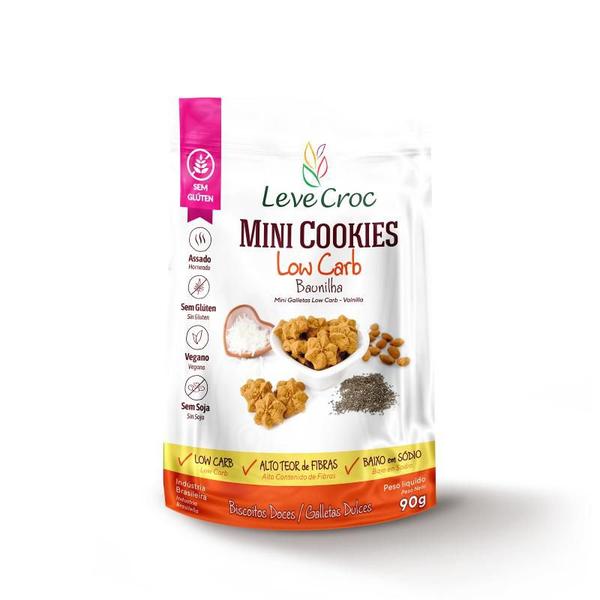 Kit 3X: Cookie Low Carb de Baunilha S/ Glúten Leve Crock 90g Imagem de Kit 3X: Cookie Low Carb de Baunilha S/ Glúten Leve Crock 90g