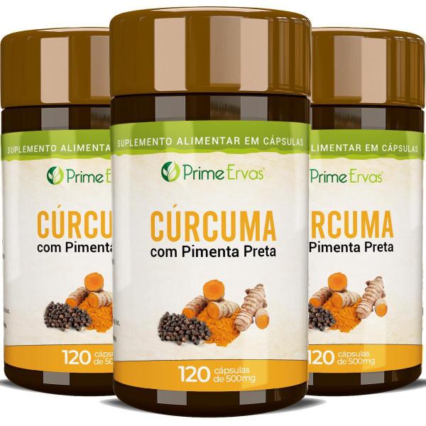 Kit 3X Curcumina Com Pimenta Preta Prime Ervas Imagem de Kit 3X Curcumina Com Pimenta Preta Prime Ervas
