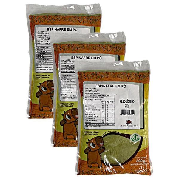 Kit 3X: Espinafre Em Pó Tainá Alimentos 200G Imagem de Kit 3X: Espinafre Em Pó Tainá Alimentos 200G