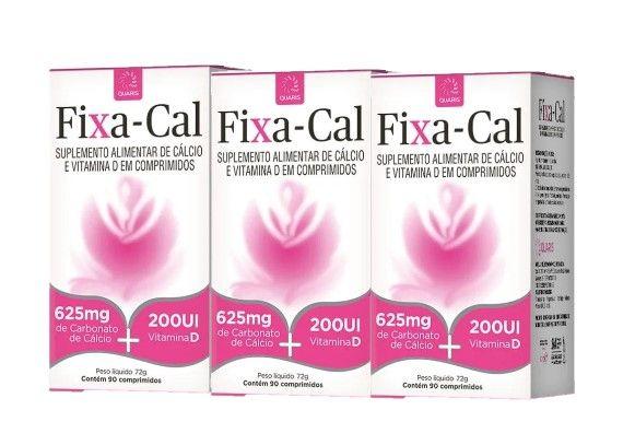 Imagem de Kit 3x Fixa-Cal 625mg + 200UI Com 90 Comprimidos - Quaris