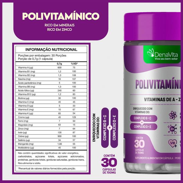 Imagem de Kit 3x Frascos Polivitamínico Vitaminas De A - Z Multivitamínico Vegano - Denavita