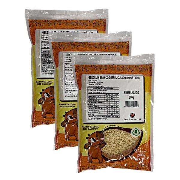 Kit 3X: Gergelim Branco Despeliculado Tainá Alimentos 200G Imagem de Kit 3X: Gergelim Branco Despeliculado Tainá Alimentos 200G
