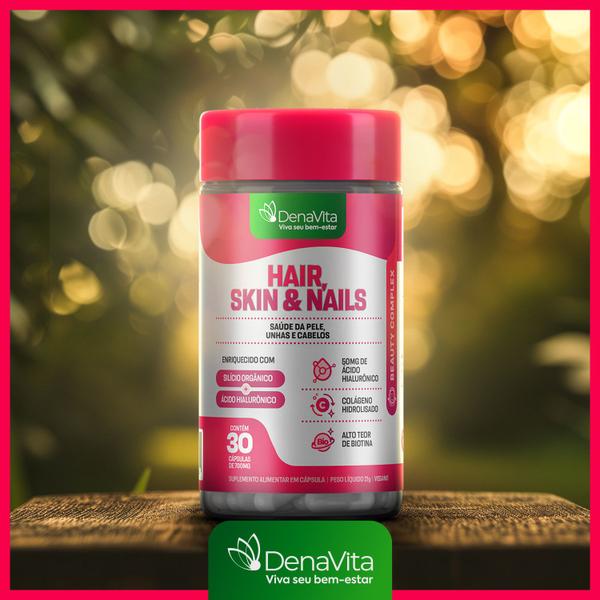 Imagem de Kit 3x Hair Skin e Nails - Biotina + Ácido Hialurônico + Colágeno Hidrolisado, Vegano - Denavita