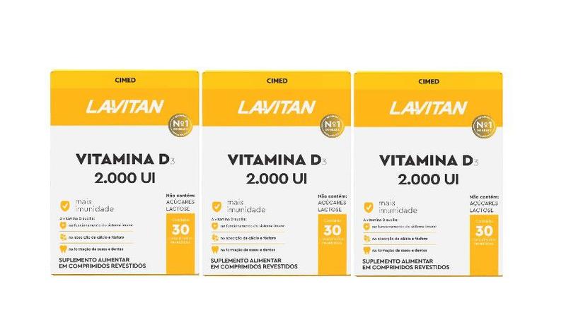 Imagem de Kit 3x Lavitan Vitamina D 2.000UI C/30 Comprimidos - Cimed