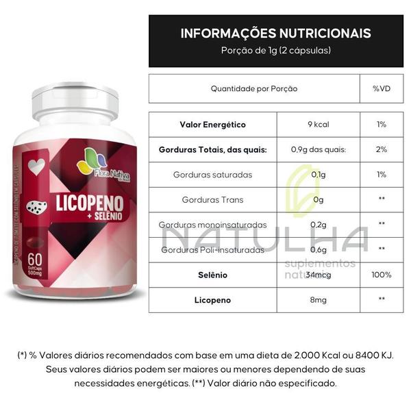 Imagem de Kit 3X Licopeno Tomate Selênio 500Mg 60 Cápsulas Flora