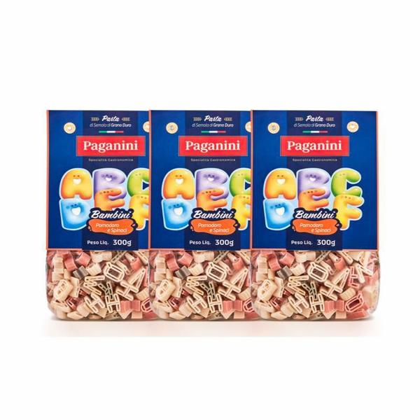 Kit 3X: Macarrão Bambini Letrinhas Tricolore Paganini 300G Imagem de Kit 3X: Macarrão Bambini Letrinhas Tricolore Paganini 300G