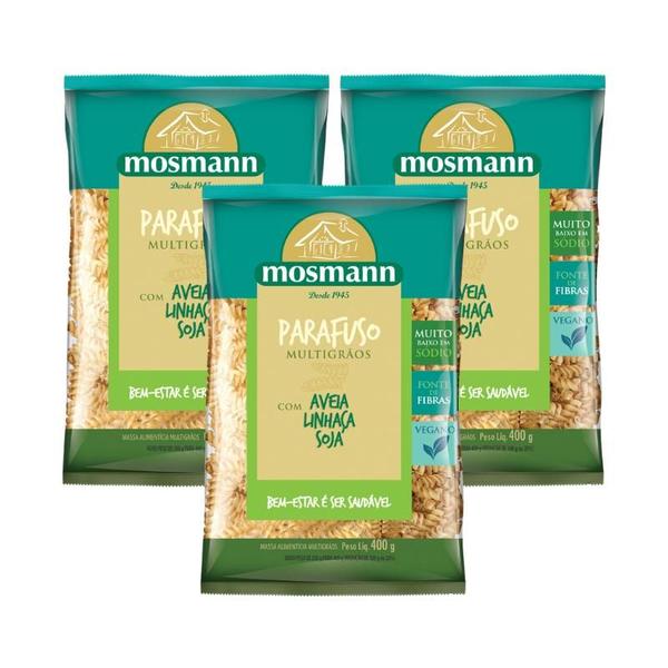 Imagem de Kit 3X: Macarrão Parafuso Multigrãos Mosmann 400g