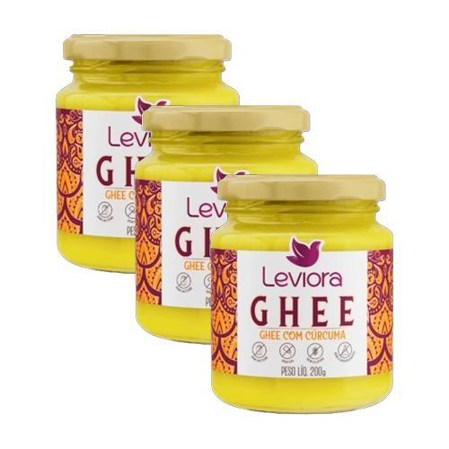 Imagem de Kit 3X: Manteiga Ghee com Cúrcuma Sem Lactose Leviora 200g