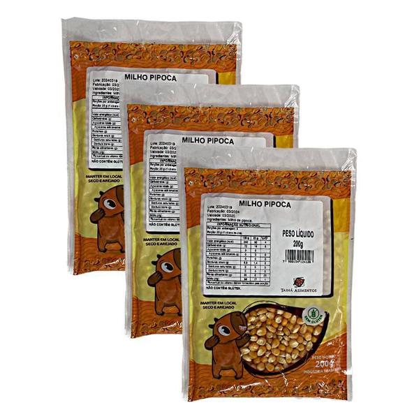 Kit 3X: Milho De Pipoca Tainá Alimentos 200G Imagem de Kit 3X: Milho De Pipoca Tainá Alimentos 200G