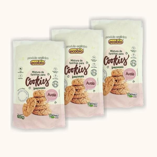 Kit 3X: Mistura Cookies Funcional Aveia Orgânico Ecobio 250G Imagem de Kit 3X: Mistura Cookies Funcional Aveia Orgânico Ecobio 250G