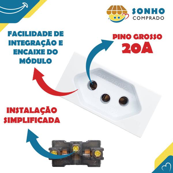 Imagem de Kit 3x Módulo Lar para espelho de tomada 20A 047575 InterNEED