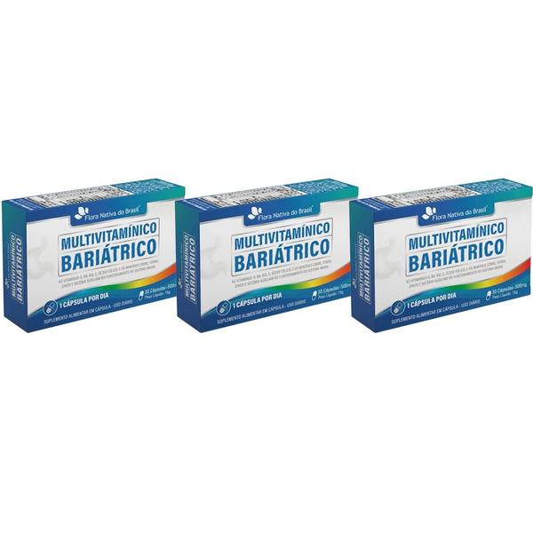 Imagem de Kit 3x Multivitamínico Bariátrico Com Vitamina D B6 B12 Ácido Fólico Cobre Ferro Zinco 30 Caps 500mg