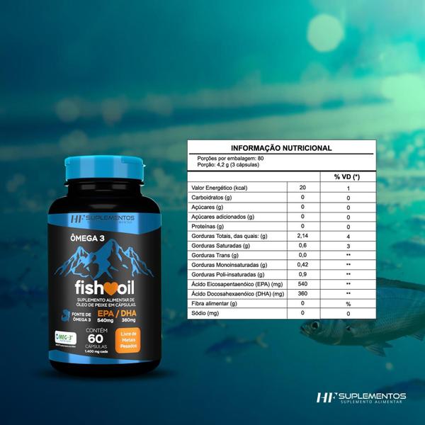 Kit 3X Omega 3 Fish Oil Meg 3 60 Cps Hf Suplementos Imagem de Kit 3X Omega 3 Fish Oil Meg 3 60 Cps Hf Suplementos