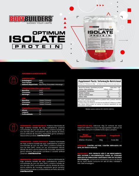 Imagem de Kit 3x Optimum Isolate Whey Protein 900g - Bodybuilders