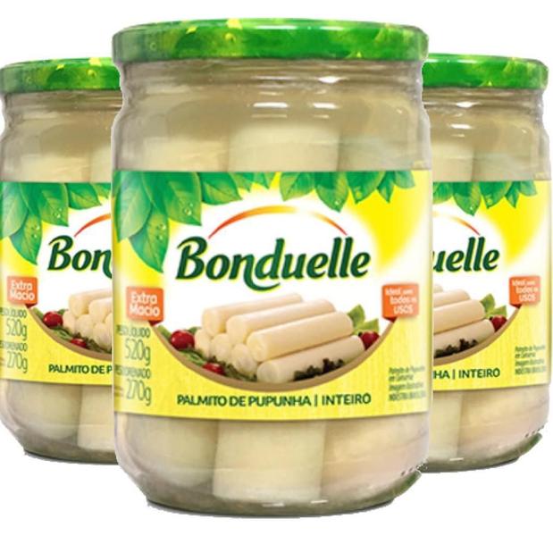Kit 3X Palmito De Pupunha Bonduelle 520G Imagem de Kit 3X Palmito De Pupunha Bonduelle 520G