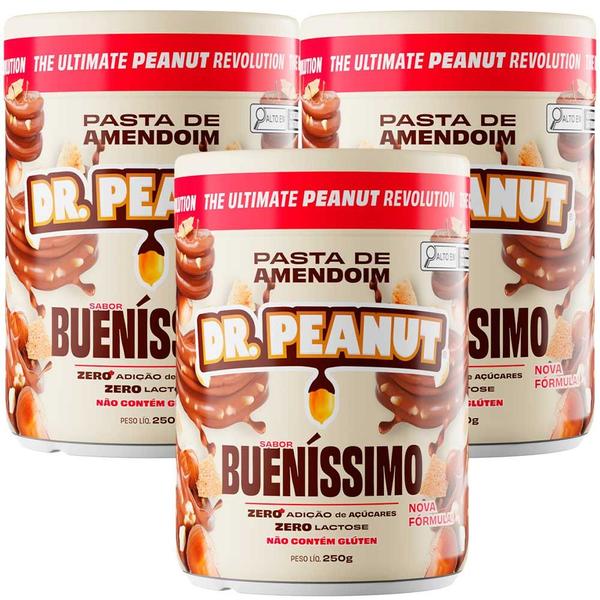 Imagem de Kit 3x Pasta de Amendoim Com Whey Protein - Zero Lactose - (250g) - Dr Peanut