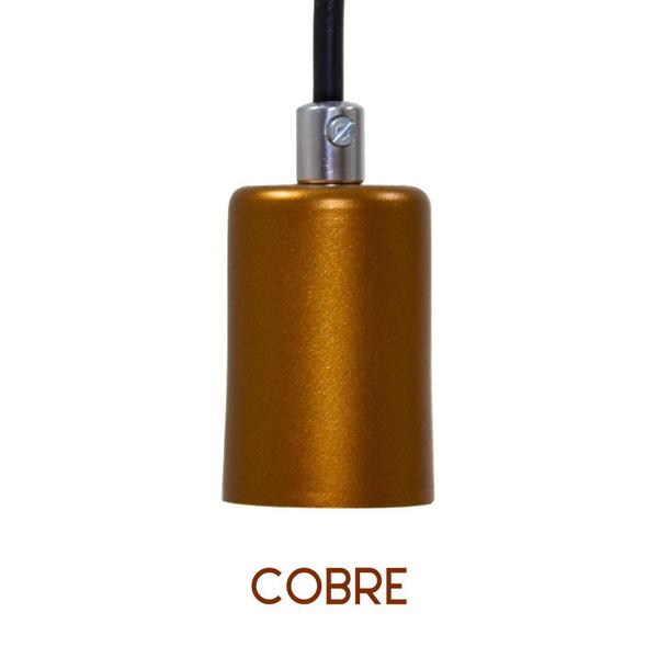 Imagem de Kit 3x Pendente Tubo Cilindro Alumínio 10cm Cobre + Filamento Carbono T30 220V St458