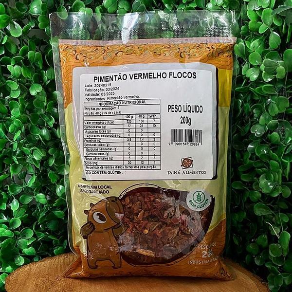 Kit 3X: Pimentão Vermelho Em Flocos Tainá Alimentos 200G Imagem de Kit 3X: Pimentão Vermelho Em Flocos Tainá Alimentos 200G