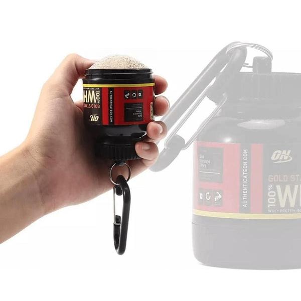 Imagem de Kit 3x Porta Whey Protein e Suplementos Gold Funil Portátil Chaveiro 200ml