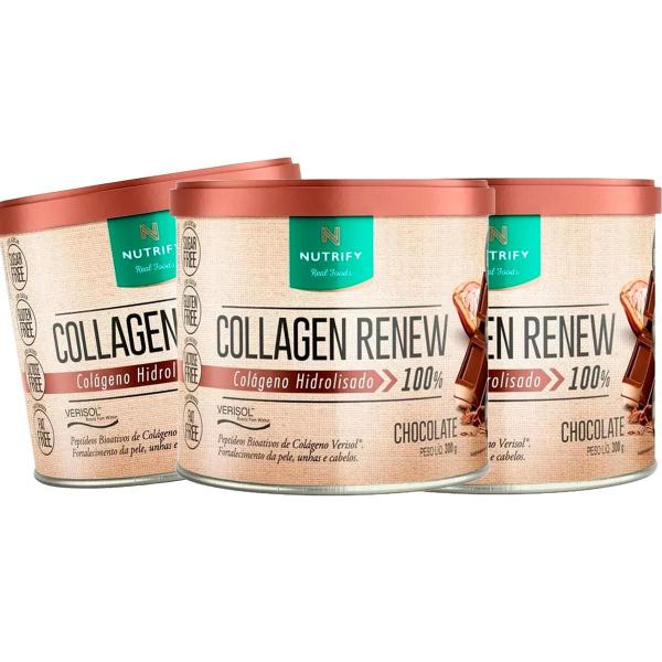 Imagem de Kit 3x Potes Collagen Renew Chocolate Colágeno Verisol 300g Proteína Renovo