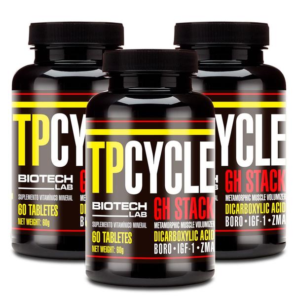 Imagem de Kit 3X Pre Hormonal TPCYCLE - Massa Muscular - Testo - Biotech - 60 tabs