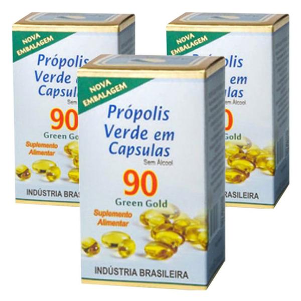 Imagem de Kit 3x Própolis Green Gold (300mg) 90 Cápsulas -  Apis Brasil