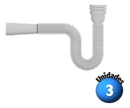 Imagem de KIT 3x Sifao sanfonado flexivel ajustavel tubo multiuso universal