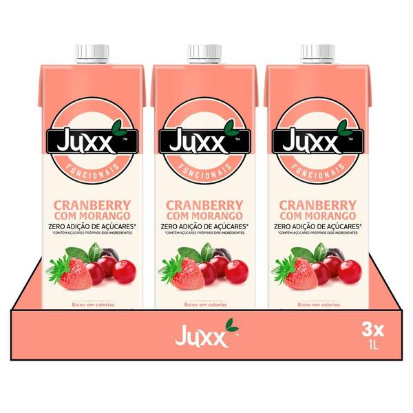 Imagem de Kit 3x Suco Cranberry com Morango Zero Juxx 1L