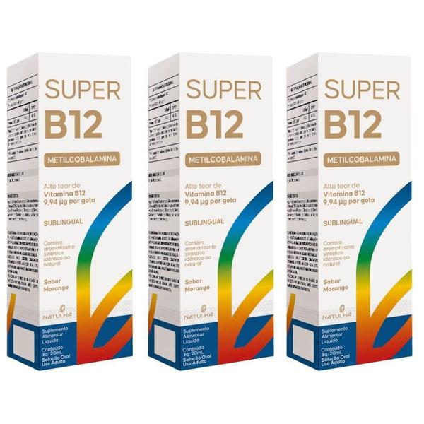 Imagem de Kit 3X Super Vitamina B12 Metilcobalamina Sublingual 20Ml