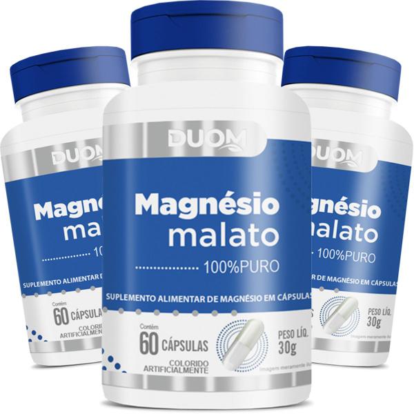 Imagem de Kit 3x Suplemento Alimentar Magnesio Malato Original Natural 100% Puro 60 Capsulas