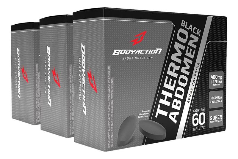 Imagem de Kit 3x Thermo Abdomen Black 60 Comp - Bodyaction