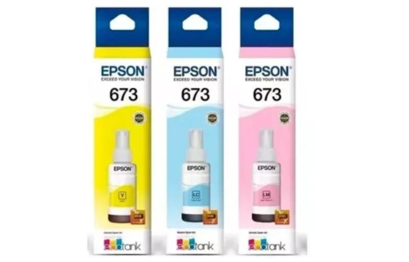 Imagem de Kit 3x Tinta Epson Original L1800 L800 L805 L1300 L850 T673