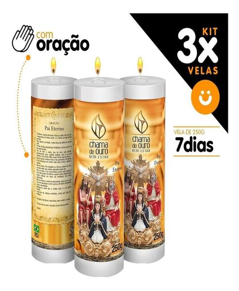 Imagem de Kit 3x Vela De 7 Dias Oração Religiosa - Pai Eterno