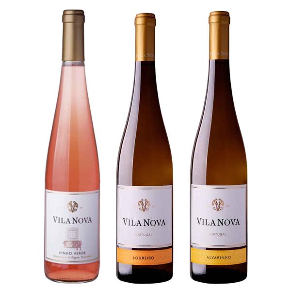 Imagem de Kit 3x Vinho Verde Português Vila Nova Rosé + Alvarinho + Loureiro 2019