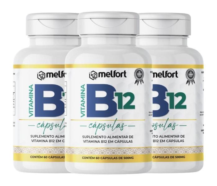 Imagem de kit 3x VITAMINA B12 500MG 60CPS MELFORT A