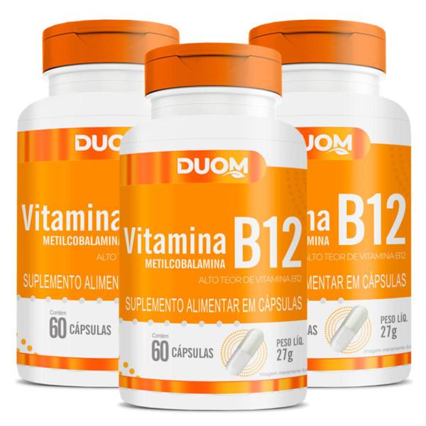 Imagem de Kit 3x Vitamina B12 Metilcobalamina Suplemento 180 Cápsulas Concentrado 500mg