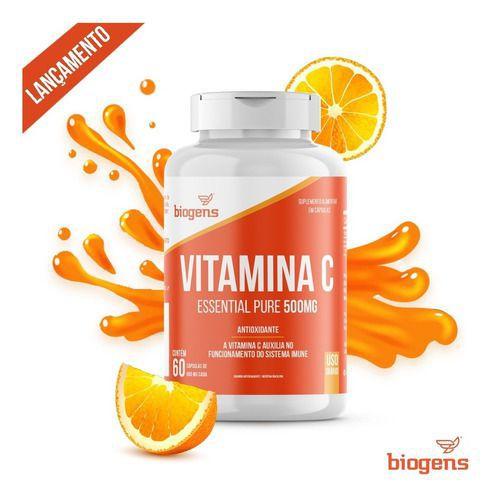 Kit 3x Vitamina C Essential Pure 500mg, 60cáps Biogens Imagem de Kit 3x Vitamina C Essential Pure 500mg, 60cáps Biogens