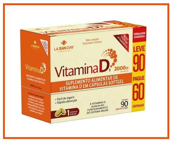 Imagem de Kit 3x Vitamina D3 2000UI Com 90 Cápsulas - La San Day